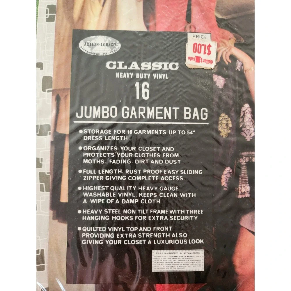 Vintage Action-Lobeco Jumbo Garment Bag 16 Capacity Quilted Green Vinyl‎ 54